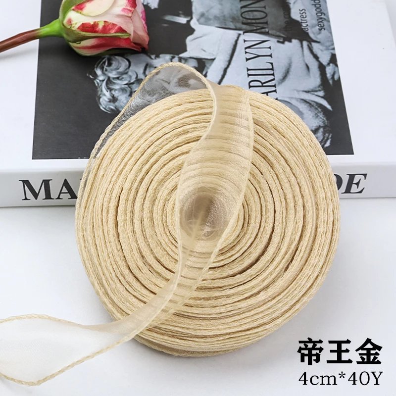 En stock al por mayor 4cm Phnom Penh fishtail hilo llano envuelto flor amplia cinta onda cinta ramo de flores material de embalaje