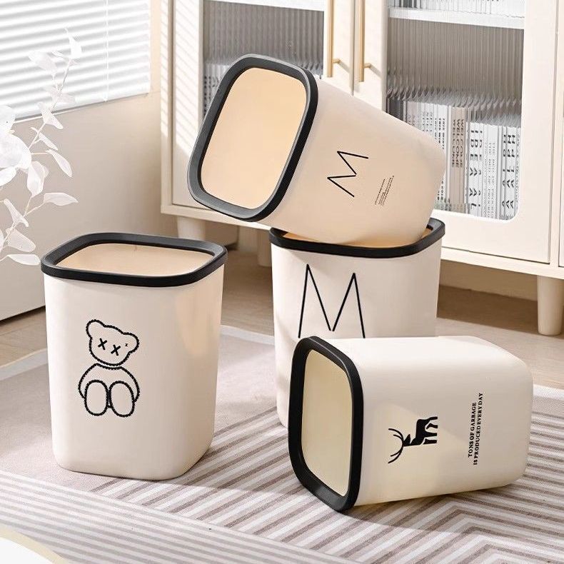 Trash Can with High Aesthetic Appeal, Lidless, Special Price for Bedroom, Bathroom, Living Room, Extra Thick Household Trash Can with Large Capacity