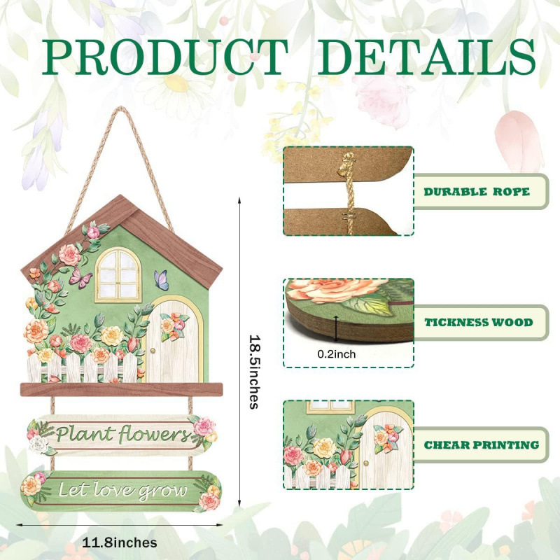 Spring Wooden Sign with Flower Gnomes for Front Door, Colorful Wooden Plant Wall Decoration Suitable for Farmhouse Outdoor Spring Walls Spring Wooden Sign with Flower Gnomes for Front Door, Colorful Wooden Plant Wall Decoration Suitable for Farmhouse Outdoor Spring Walls