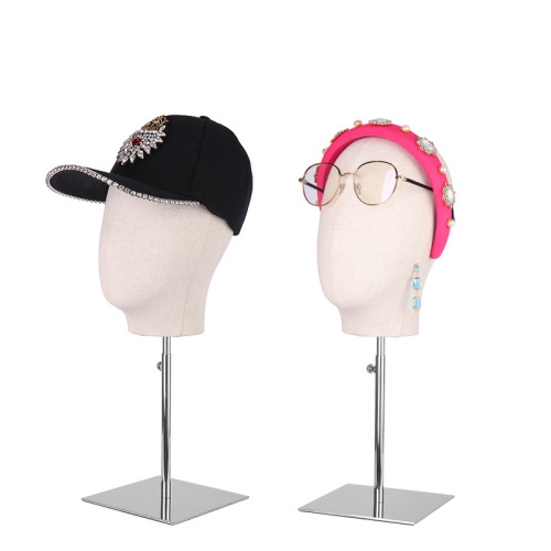 Fashion store mannequin props stand window wigs hats display rack unisex head mold stainless steel hat display stand