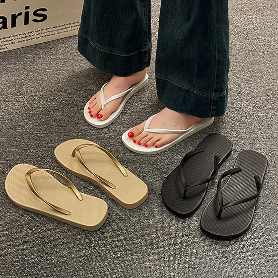 Flip-flops women's summer outdoor wear new soft bottom non-slip solid color couples outdoor splint beach shoes