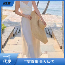 白色连衣裙甜美裙子女夏季长裙仙女裙吊带露背沙滩裙海边度假