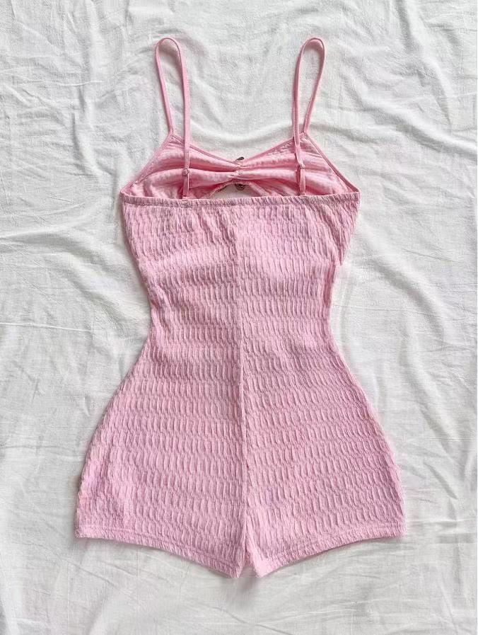 Textured Ruffle Strap One-Piece Swimsuit With Starfish Accent, Cutout Waist Design For Women's Vacation Hot Spring Wear_ecoleips.com