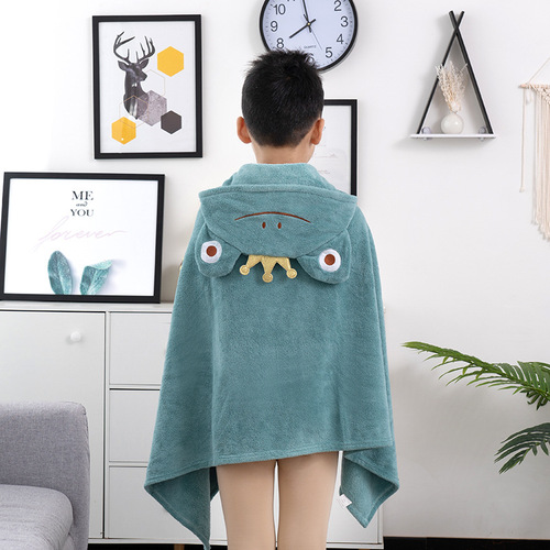 Wholesale Coral Velvet Bath Towel Cartoon Cute Thickened Soft Warm Household Children's Bathrobe Hooded Cloak Absorbent