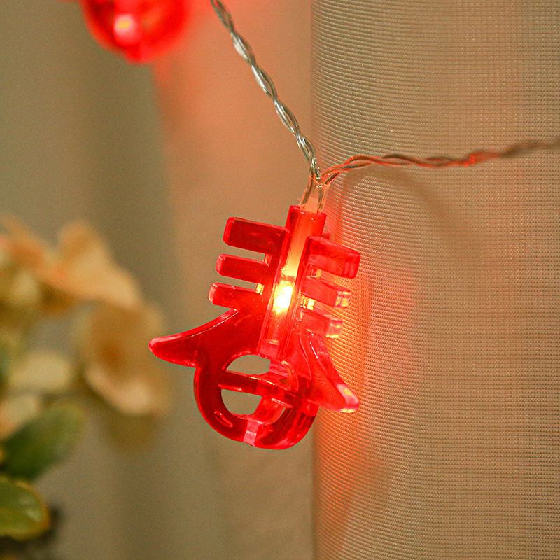 LED Festival de Primavera Fu caracteres lámparas de linternas rojas lámparas de color lámparas de Año Nuevo Festival de linternas decoración al aire libre lámparas de cadena