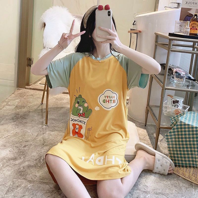マタニティドレス授乳通気性夏半袖パジャマ授乳ネグリジェ吸汗性産後服産後薄い夏|undefined