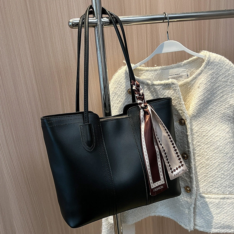 Túi tote nữ cỡ lớn đa năng đeo vai đi làm phong cách tối giản — Màu kaki, Màu nâu, Màu trắng, Màu vàng