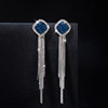 Long silver needle with tassels, universal earrings, silver 925 sample, internet celebrity