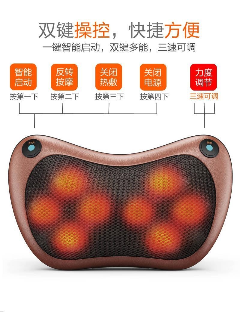 Suitable for cervical spine massager, electric massage pillow for back, waist, neck, shoulder, and neck kneading, car pillow, magical home tool