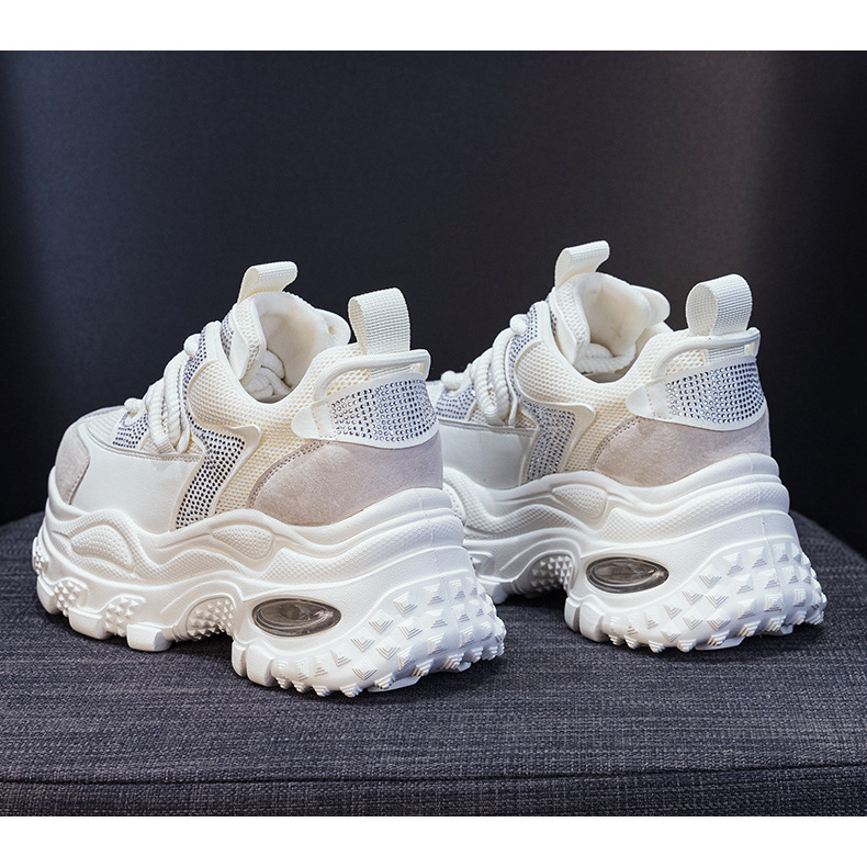 Giày sneaker nữ chunky đế dày phong cách retro, tăng chiều cao, đính đá lấp lánh — M2911 vàng, M2911 be, M2911 đỏ, M2911 xanh lá chi tiết 22