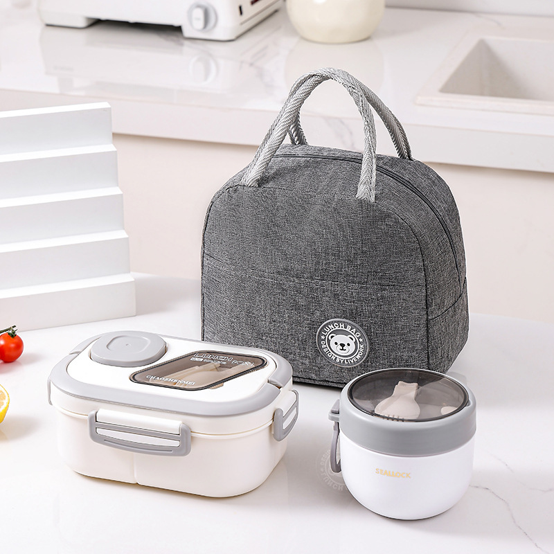 La nueva lonchera se puede utilizar en el horno microondas, caja de almuerzo independiente de tres compartidos, ensalada de verduras, lonchera de gran capacidad