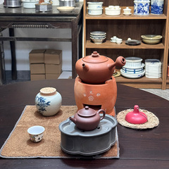 手工紅泥狀元茶碳爐潮汕功夫茶副榜爐酒精爐煮茶壺電陶爐燒水炭爐