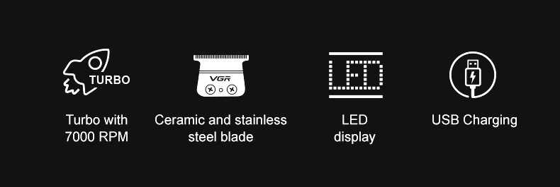 Vgr Professional Electric Hair Clipper For Men With Digital Display_voghion.com