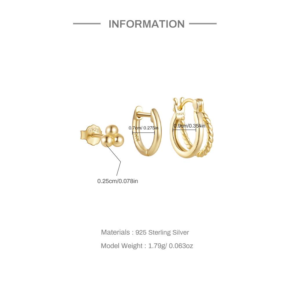 9g Weight Hoop Earrings Classification 1 Set Quantity Casual, Daily Occasion 925 Sterling Silver Material Geometric, Butterfly Pattern Women's Gender Plating Design Simple Style Style 1 Set 925 Sterling Silver Geometric Butterfly Hoop Earrings 无