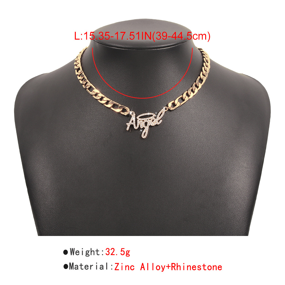 Fashion Thick Chain Necklace Simple Single Layer Necklace Full Rhinestone Retro Necklacepicture4