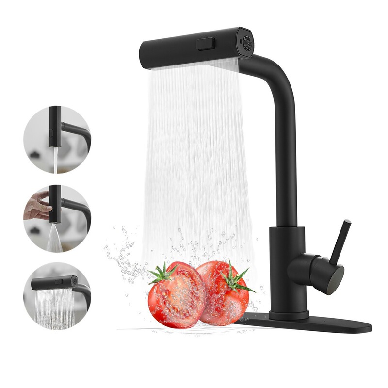 Stainless steel faucet kitchen universal faucet flying rain waterfall universal drop-down faucet cross-border