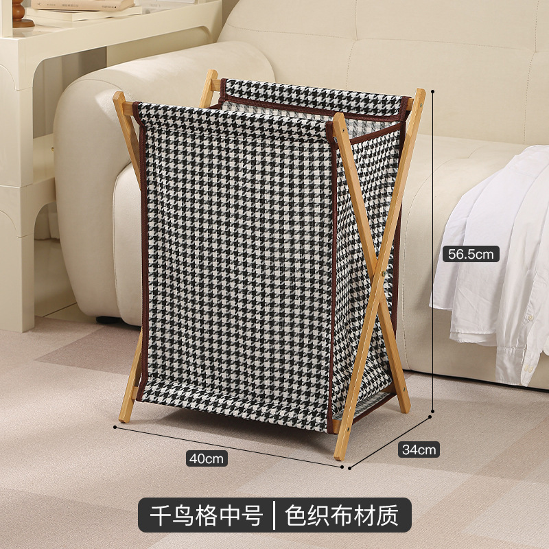 Cesta de lavandería de madera maciza de bambú plegable que ahorra espacio ropa de juguete cesta de almacenamiento de artículos diversos baño tela de lino de algodón grande