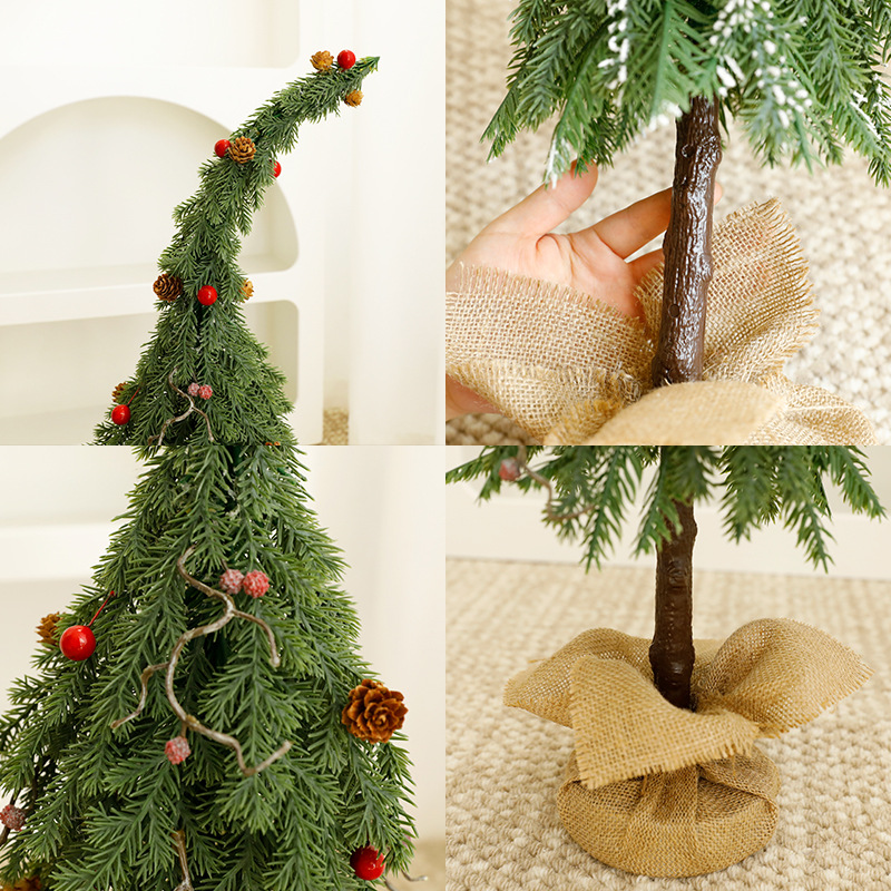 Amazon explosión verde codo árbol de Navidad decoración de escritorio árbol de Navidad ventana de diseño árbol de cuello torcido al por mayor