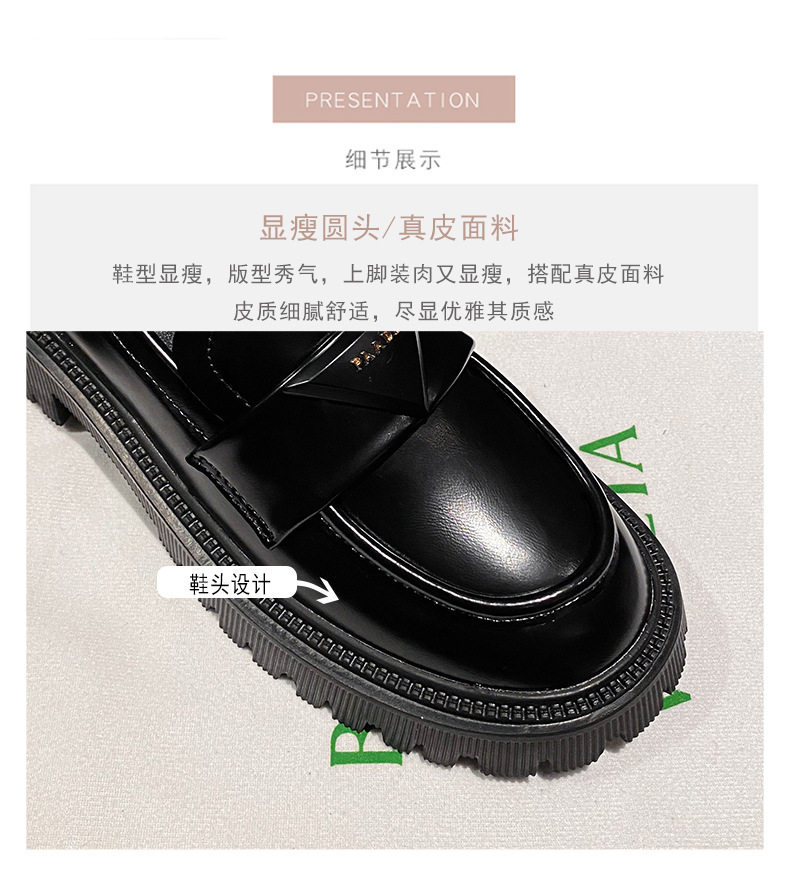 Giày lười nữ da bóng mũi tròn đế dày platform gót 3-5 cm — Màu đen chi tiết 8