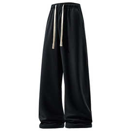 2025新款跨境松紧腰潮流欧美版型纯色简约春秋运动直筒休闲长裤