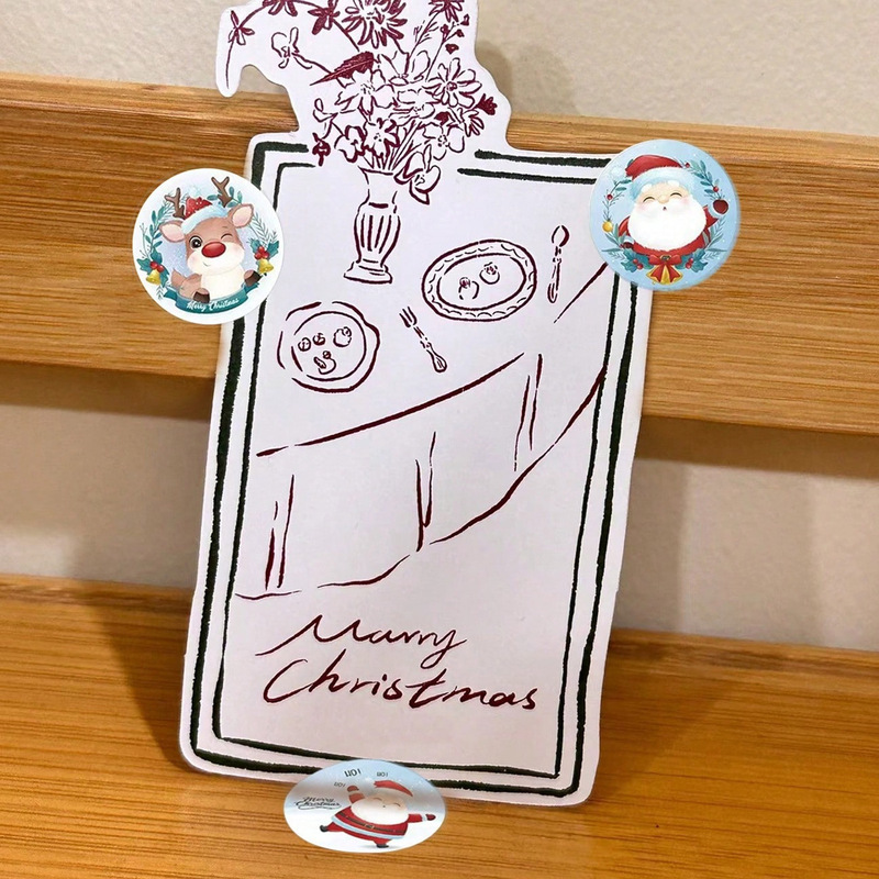 500枚クリスマスステッカーロールステッカー漫画雪だるまステッカークリスマスシールシールステッカー装飾ギフトグリーティングカード|undefined