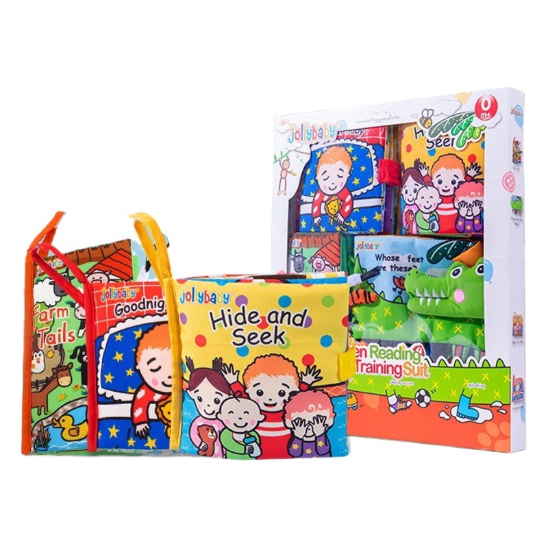 Jollybaby Reading Cognitive Training Gift Set 0-3 años Baby Baby Libro de tela Educación temprana Juguetes educativos