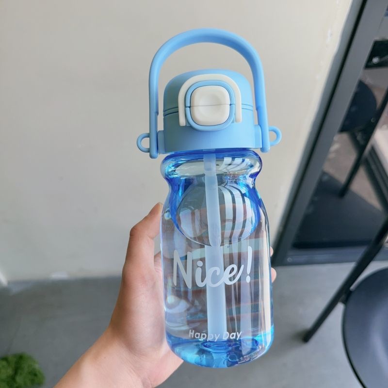 Gran capacidad al aire libre Futong niñas estudiantes viajan tazas de mano doble boca red taza de agua roja taza de paja portátil verano