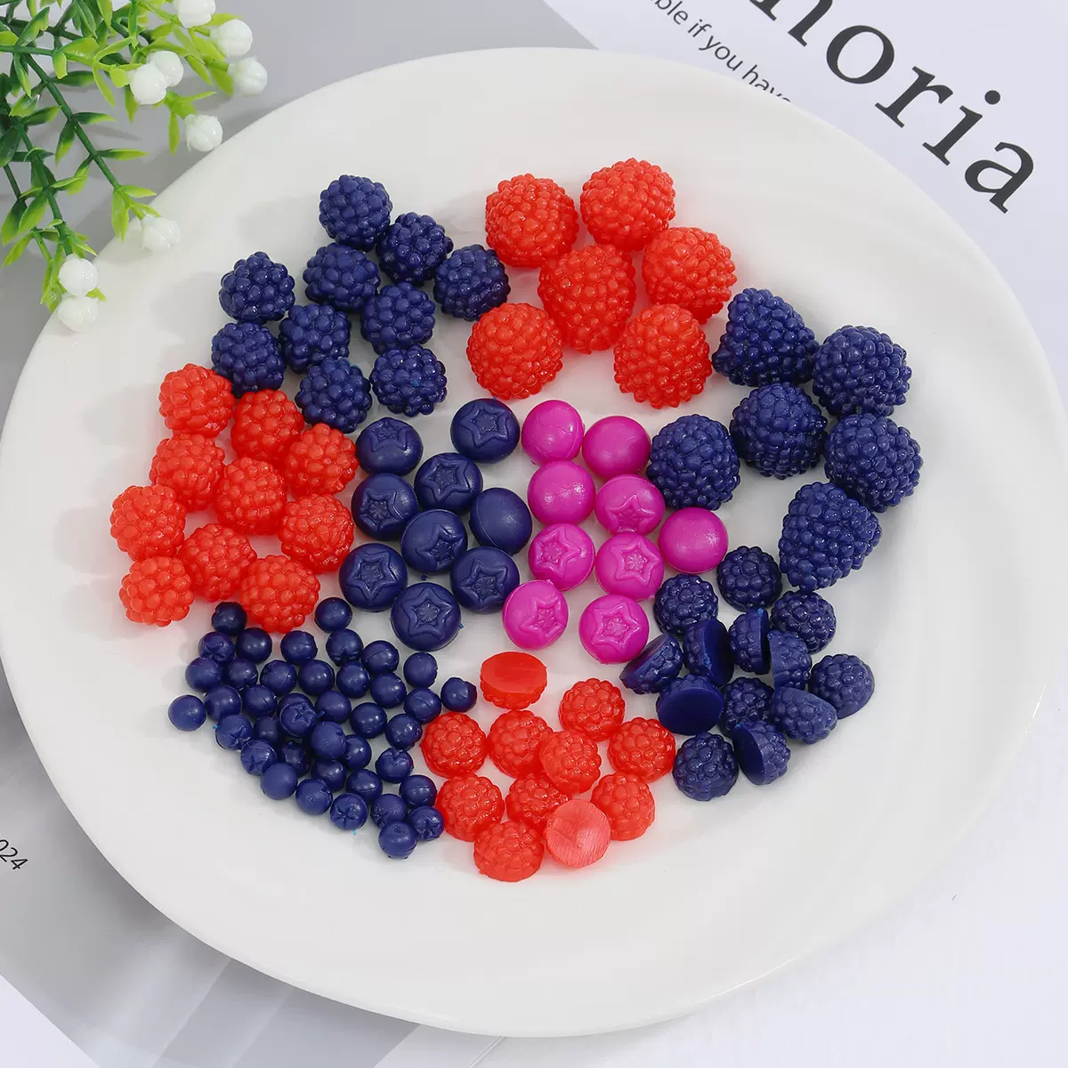 时尚DIY配饰迷你树莓蓝莓摄影摆盘仿真水果模型PVC材质道具批发