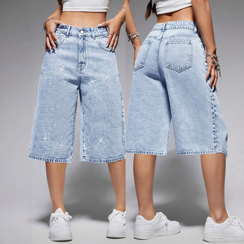 Womejeans women's casual Bermuda denim shorts, with pockets, versatile style Womejeans women's casual Bermuda denim shorts, with pockets, versatile style
