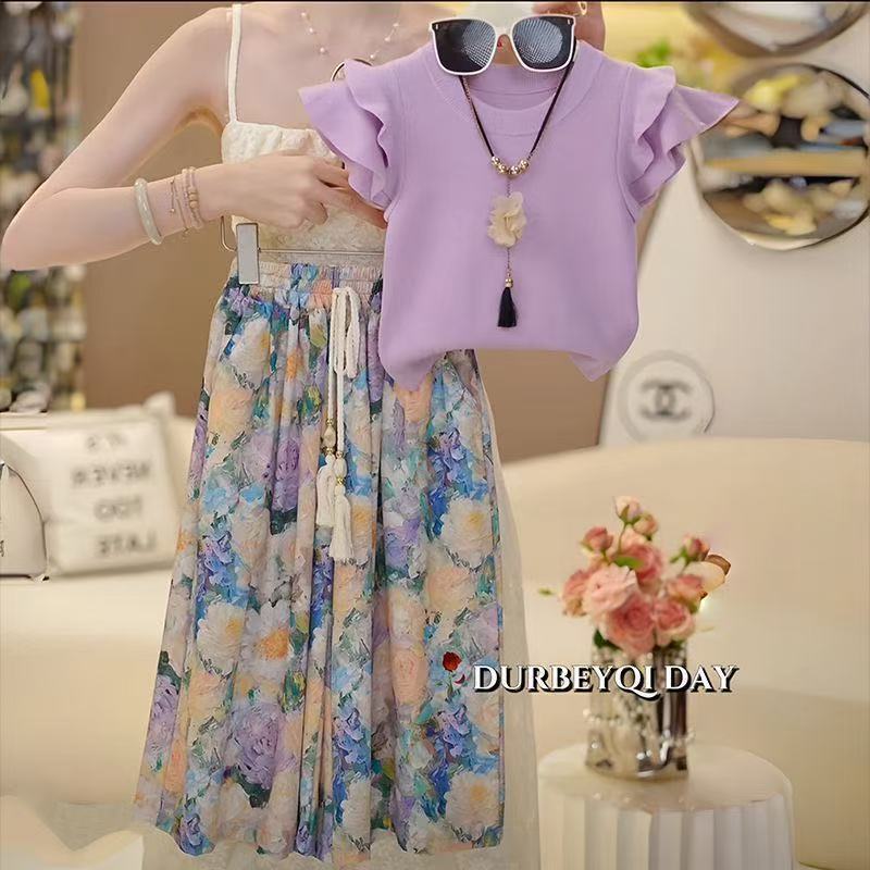 パープルのワイドレッグパンツスーツ|undefined