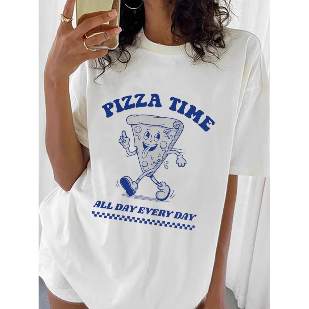 【Cross-border European Code】Pizza T Shirt Cute Print Women's Fashion…