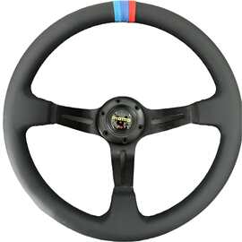 厂家直销 汽车通用中凹皮革方向盘 14寸MO   赛车竞技方向盘