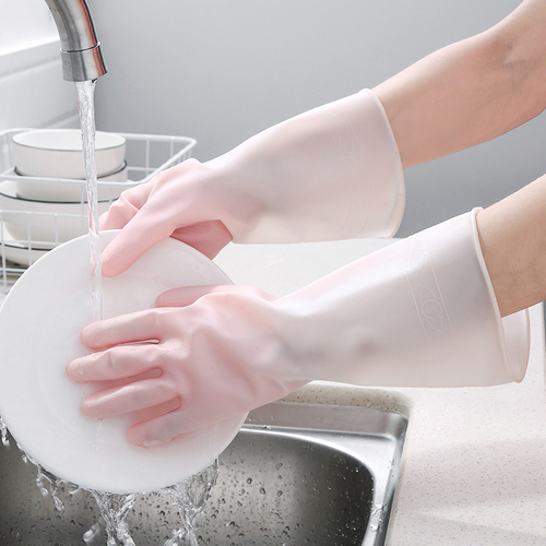Gradient Color Dishwashing Gloves Household Home Use Women Kitchen Waterproof Brush Bowl Rubber Latex Durable Type Laundry