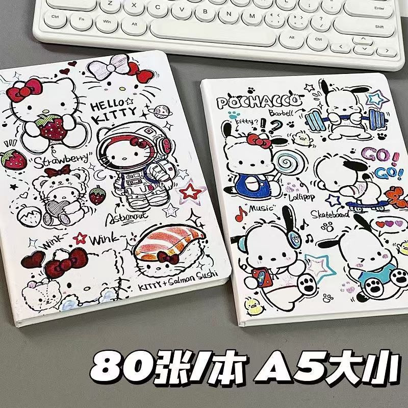 かわいいハローキティノート a5 ハードシェル超厚い漫画 KT 猫学生水平線宿題ノートブックメモ帳|undefined