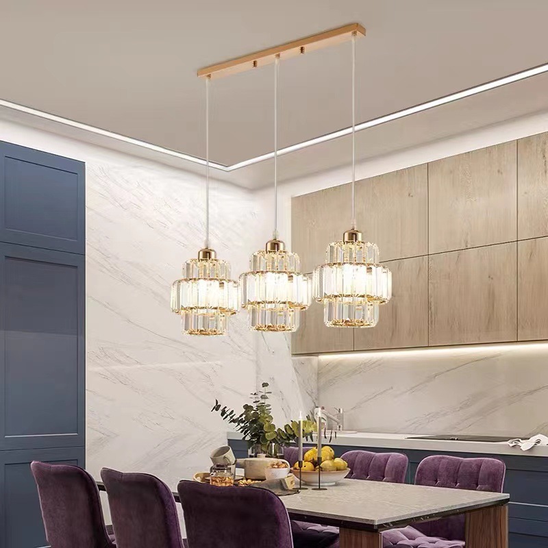 Luz de mesa moderna de comedor de cristal de lujo simple lámpara de comedor lámpara de bar personalidad creativa sala de té lámpara de cristal luz