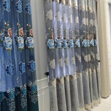 大镂空高欧式高档镂空客厅落地窗成品绣花窗帘雪尼尔欧美其他国家