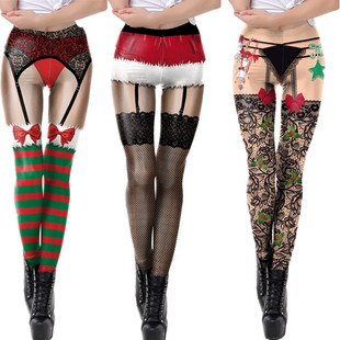 European and American Fashion Sexy Leggings Straight Leggings Yoga Pants Women's 3D Digital Printing Role Playing Sexy