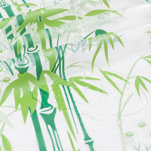 Amazon Xiyin Source Bamboo Forest Transparent Shower Curtain No Punching High-end Bedroom Bathroom Waterproof Partition Curtain