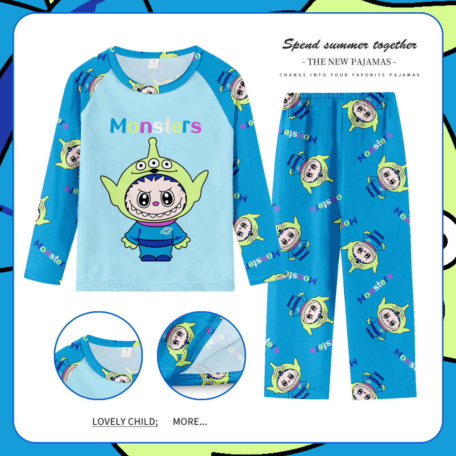 Pijamas de las niñas del sudeste de Asia Primavera y Otoño de manga larga traje de los niños de dibujos animados Linda niña bebé desgaste del hogar otoño desgaste exterior