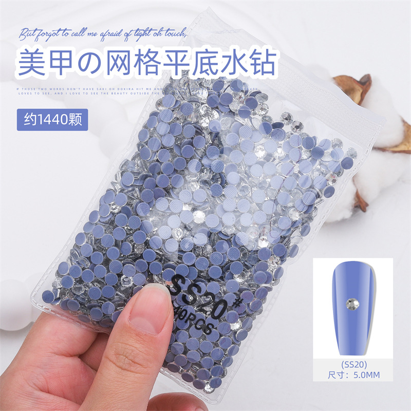 1440 malla de uñas plana rhinestone inferior no gota diamante olímpico blanco AB redondo transparente bolsa grande cristal joyería diamantes