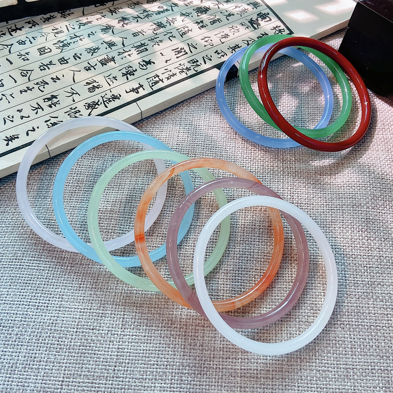 Glass imitation jade bracelet wholesale fine bracelet Jingle jingle bracelet Hanfu accessories bracelet forbidden step ring wholesale