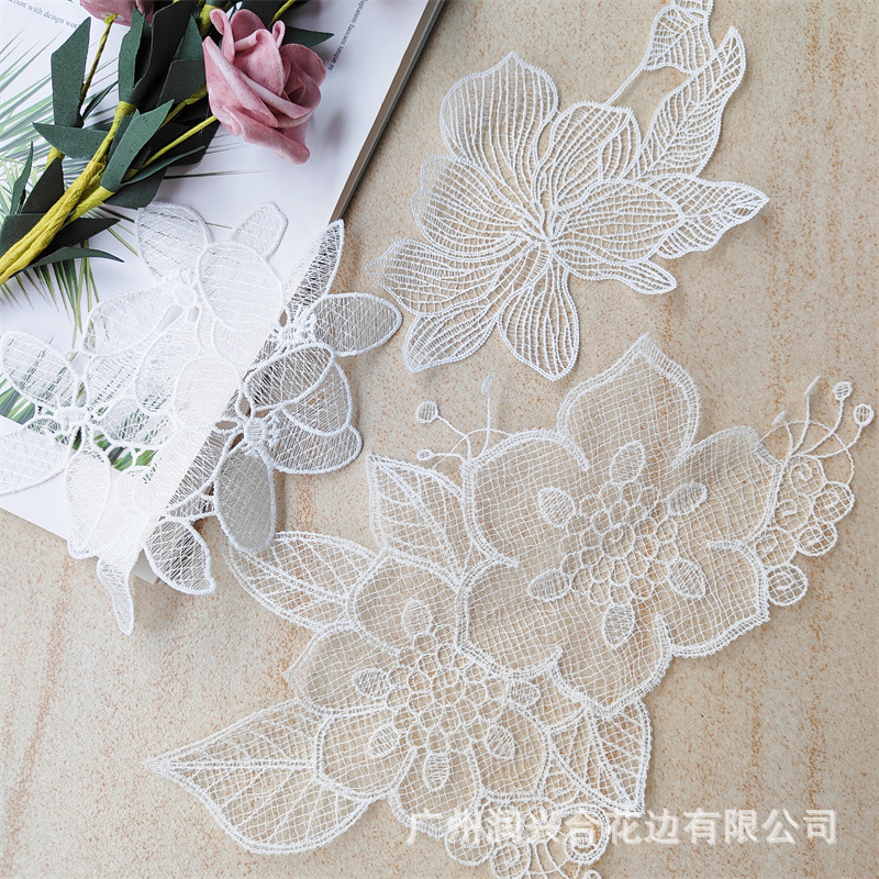 Silk threads, wedding dress, scarf, lace stickers, DIY, with embroidery