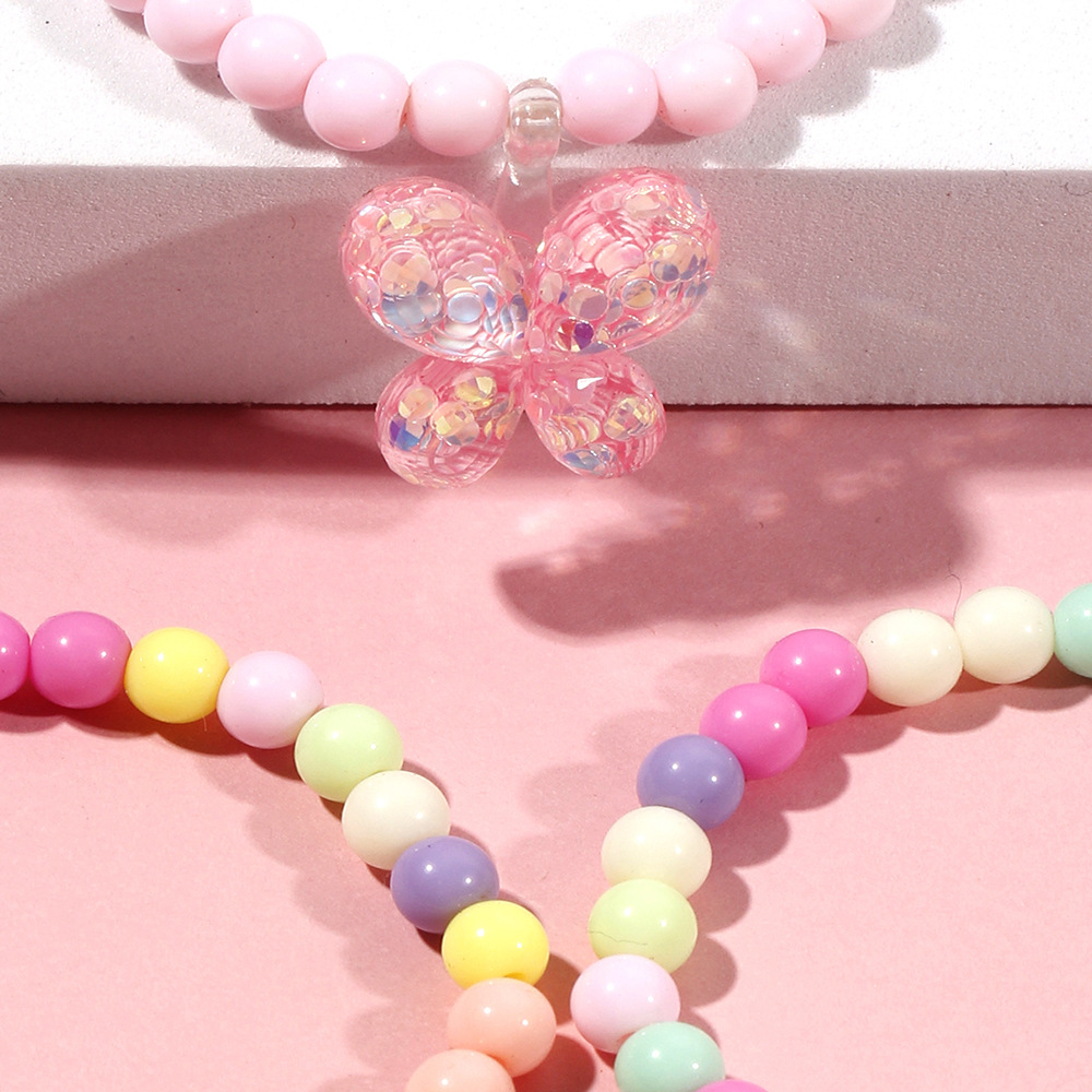 fashion Acrylic colorful Beaded Sequined Butterfly Bracelet Set