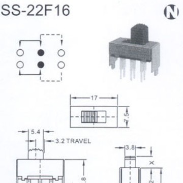 供应开关 双极双位SS-22f16拨动开关 来图制定 厂家直销