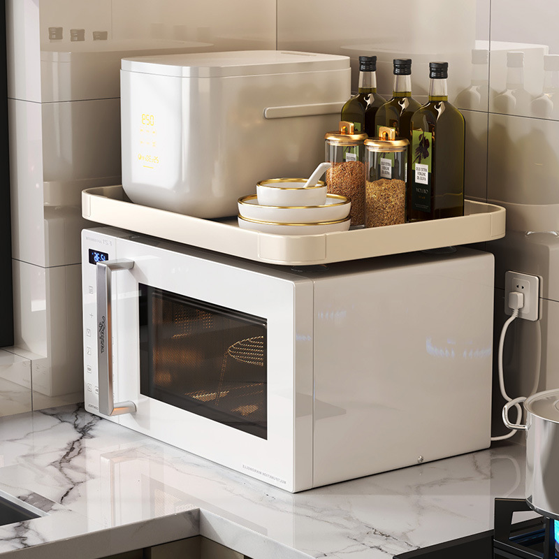 simple horno de microondas placa laminada estante de almacenamiento multifuncional hogar horno de mesa de cocina bandeja de arroz eléctrica de doble capa
