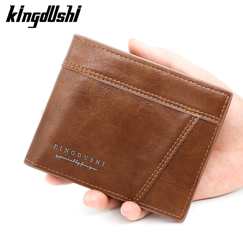 Nueva cartera corta de los hombres de moda Simple de Los Hombres de costura de hoja suelta bolso de La Moneda monedero de gran capacidad de la cartera
