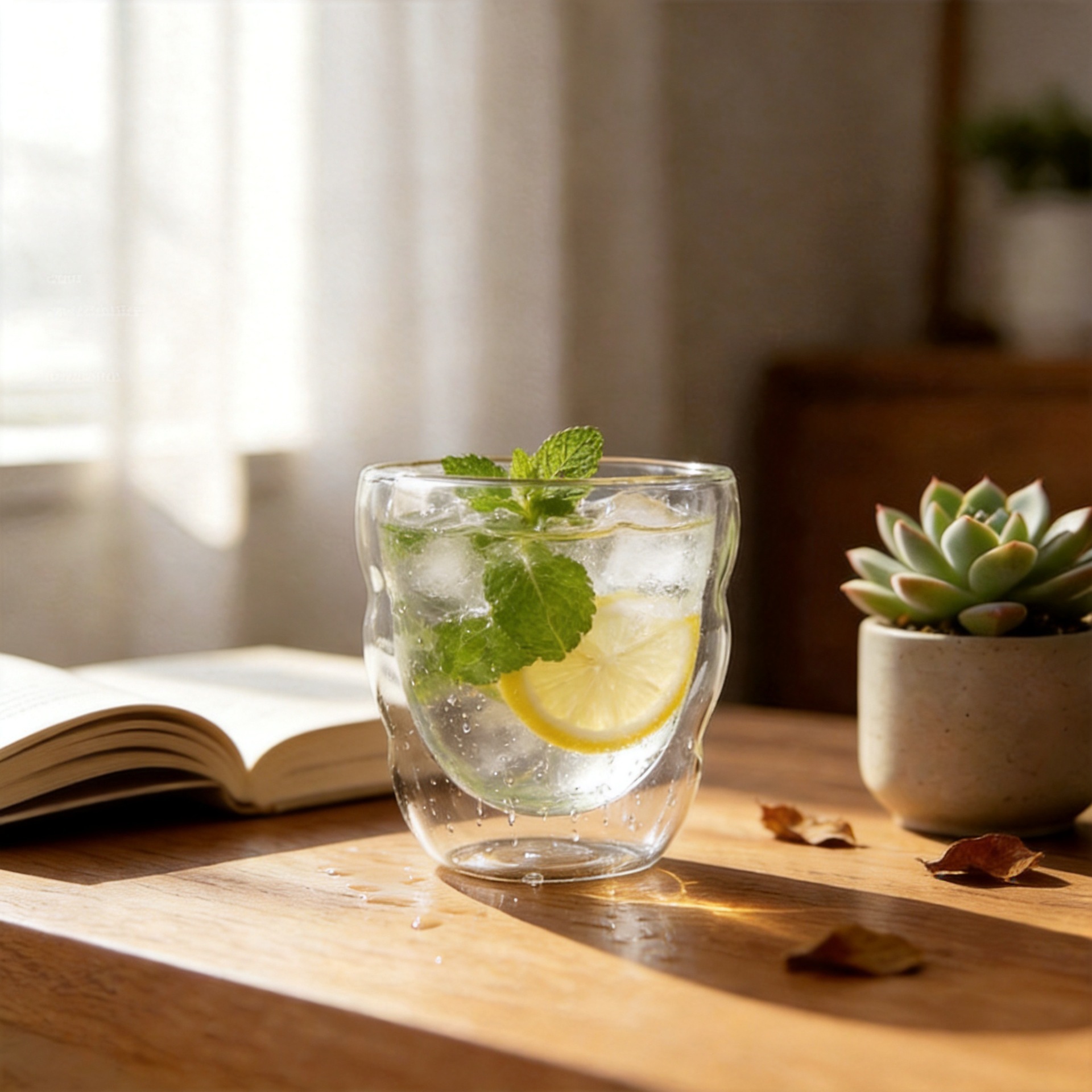 Taza de Vidrio de Doble Capa de Vidrio de Borosilicato con Aislamiento Térmico para Hogar