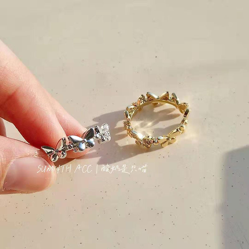Designer Butterfly Ring Adjustable Open Full Diamond Sparkle_voghion.com