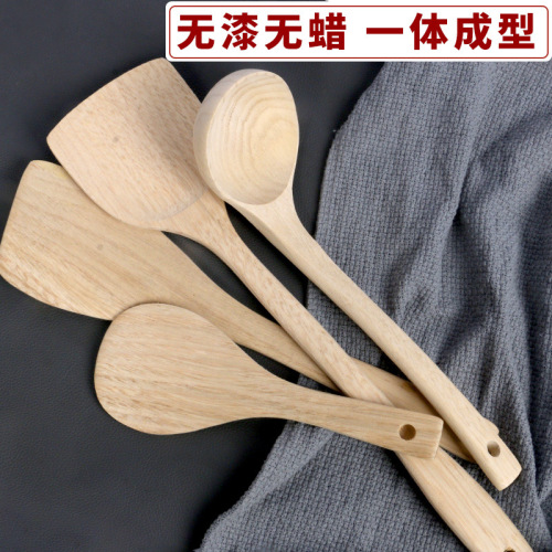 Kemu unpainted wooden spatula, special wooden spatula for non-stick pots, high temperature resistant wooden spatula, long handle, anti-scalding cooking spatula, wooden spatula