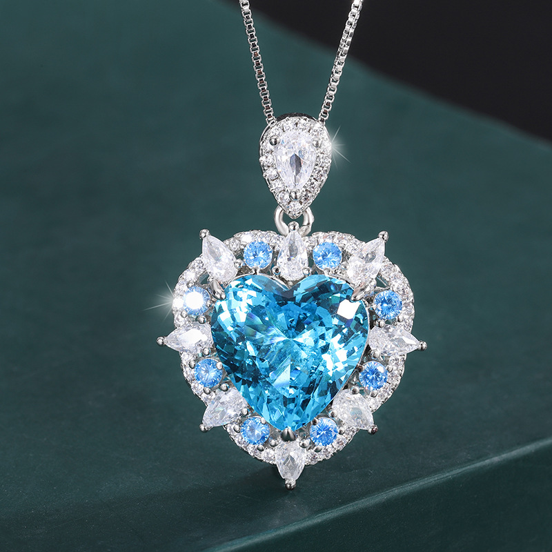 Zhuang Sheng joyería de cobre inferior chapado en oro océano corazón traje de simulación azul marino tesoro colgante anillo traje principal 15*15